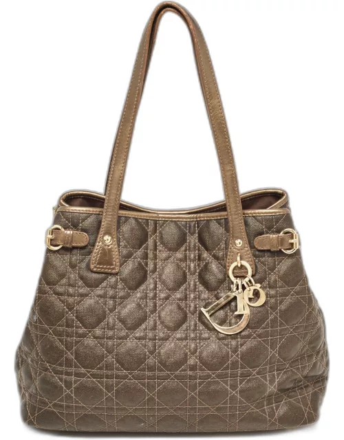 Dior Olive Green Coated Canvas and Leather Small Panarea Tote