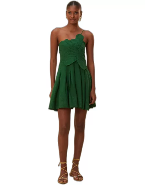 Green One Shoulder Lea Mini Dress, GREEN /