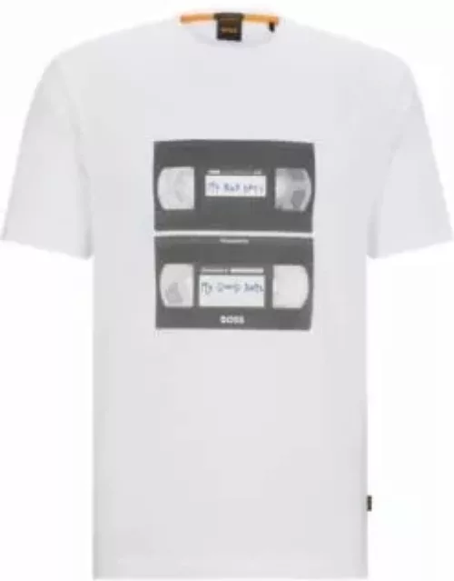 Cotton-jersey T-shirt with music-inspired print- White Men's T-Shirt