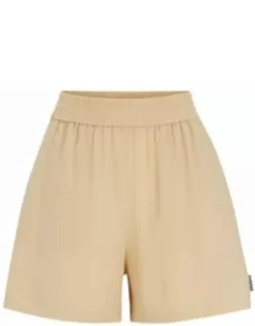 Linen-blend shorts with a wide leg- Light Beige Women's All Clothing