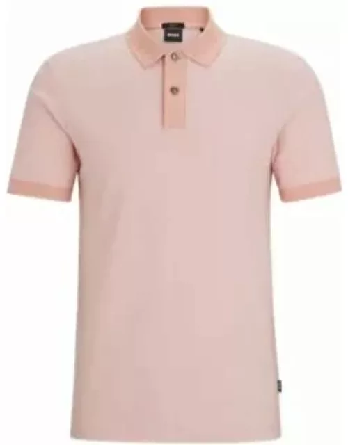 Slim-fit polo shirt in two-tone mercerized cotton- light pink Men's Polo Shirt