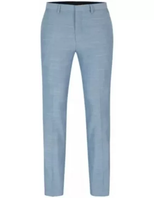 Extra-slim-fit trousers in linen-look cloth- Light Blue Men's Business Pant