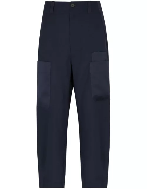 High Figure Out Cropped Tapered Trousers - Navy - 42 (UK10 / S)