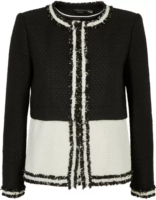 Alice + Olivia Kidman Panelled Tweed Jacket - Black - L (UK14 / L)