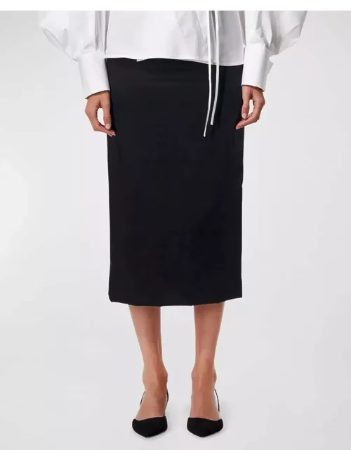 Satin Midi Pencil Skirt