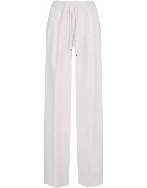 Kiton White Silk Drawstring Trouser