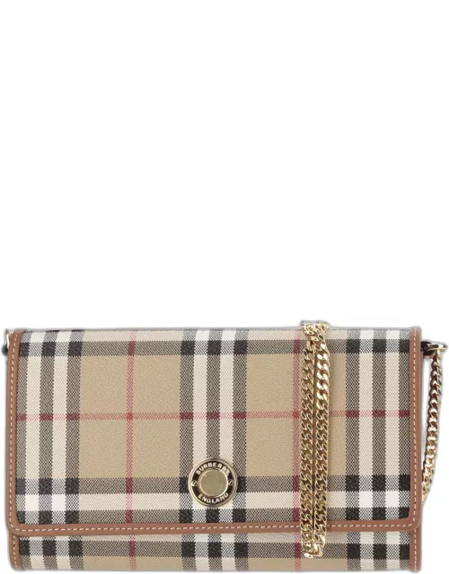 Burberry Check Wallet With Chain Strap