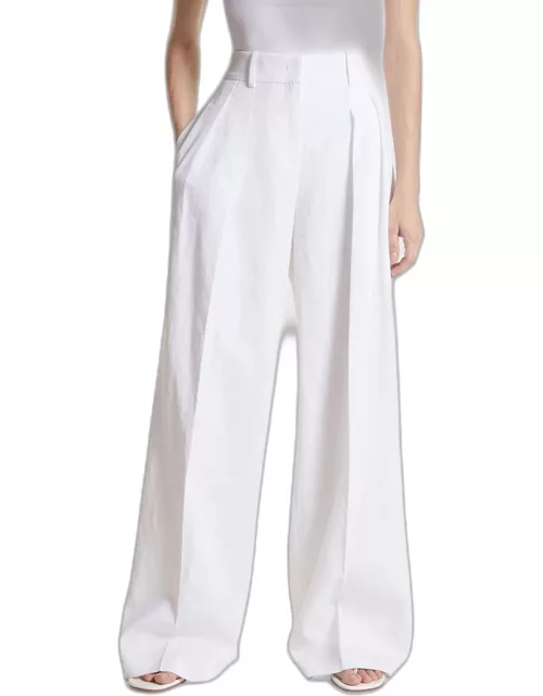 Sandwashed Linen Pleated Slouch Trouser