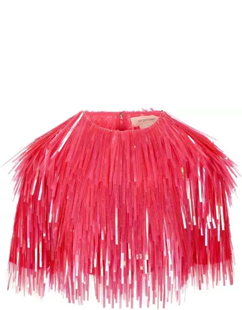 SportMax Fringed Crewneck Cropped Top