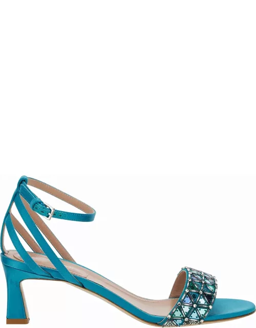 Alberta Ferretti Light Blue Sandals With Mirror-like Details In Leather Woman