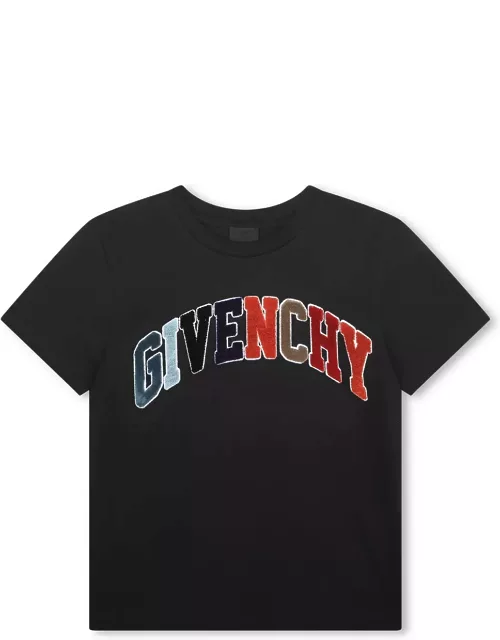 Givenchy Black T-shirt With Multicoloured Signature