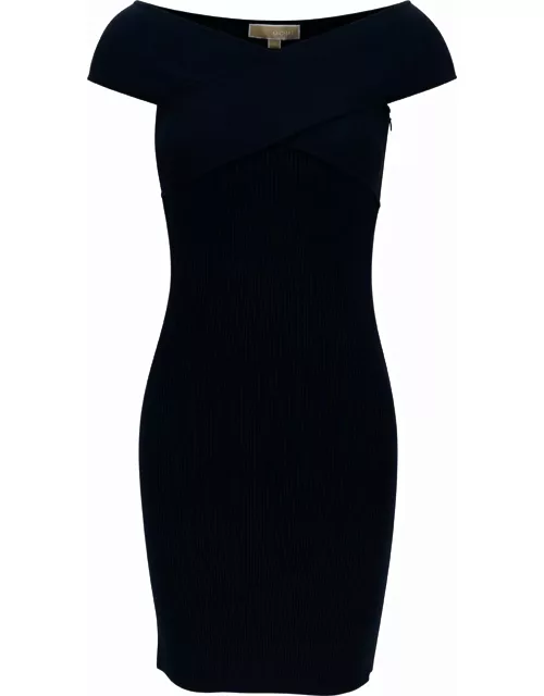 MICHAEL Michael Kors Mini Blue Sheath Dress With Criss-cross Neckline In Viscose Blend Woman