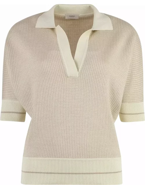 Agnona Contrast Trim Knitted Polo Shirt