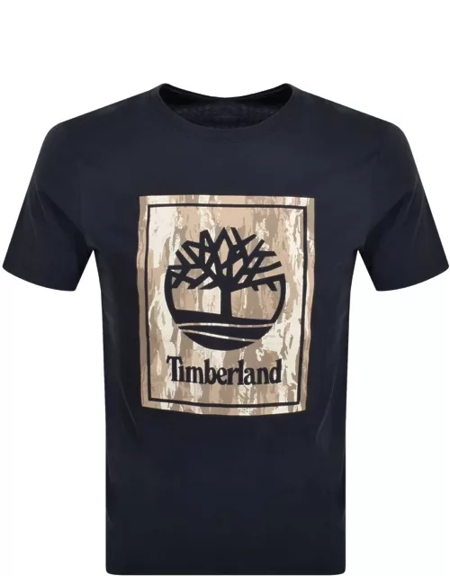 Timberland Stack Camo Logo T Shirt Navy