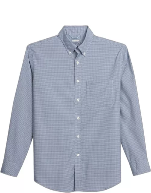 JoS. A. Bank Men's Traveler Motion Tailored Fit Long Sleeve Casual Shirt, Navy, Smal