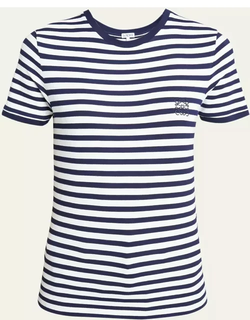 Anagram Embroidered Striped Short-Sleeve T-Shirt