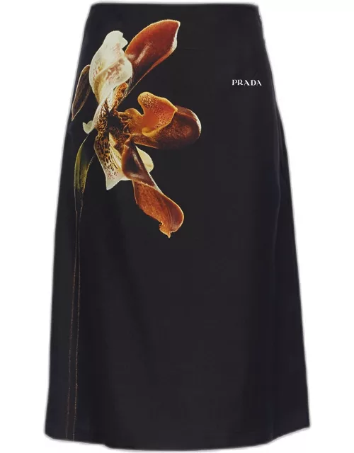 Flower Twill Midi Skirt