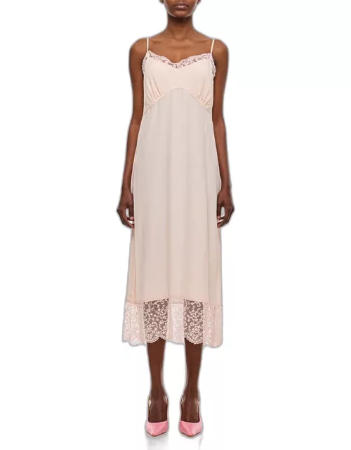 Simone Rocha Slip Dress W/ Deep Lace Trim Rose