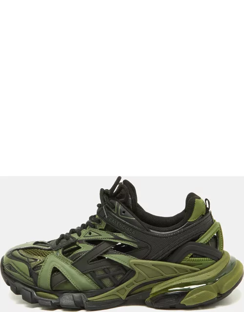 Balenciaga Green Faux Leather and Mesh Track Trainers Low-Top Sneaker