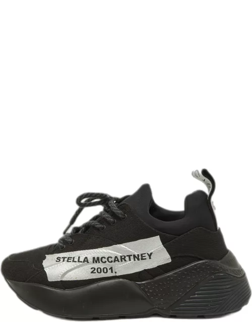 Stella McCartney Black Canvas Eclypse Logo Low Top Sneaker