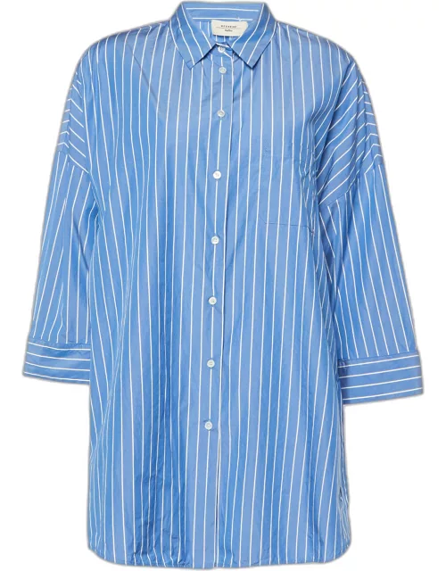 Weekend Max Mara Blue Striped Cotton Button Front Shirt