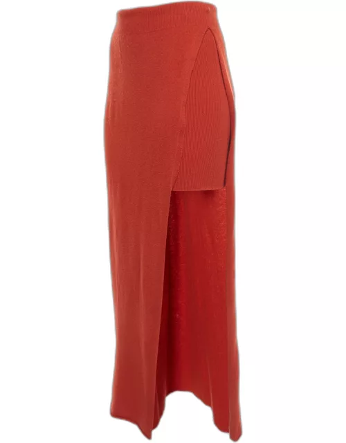 Jacquemus La Jupe Peron Brick Red Wool Blend High-Slit Maxi Skirt
