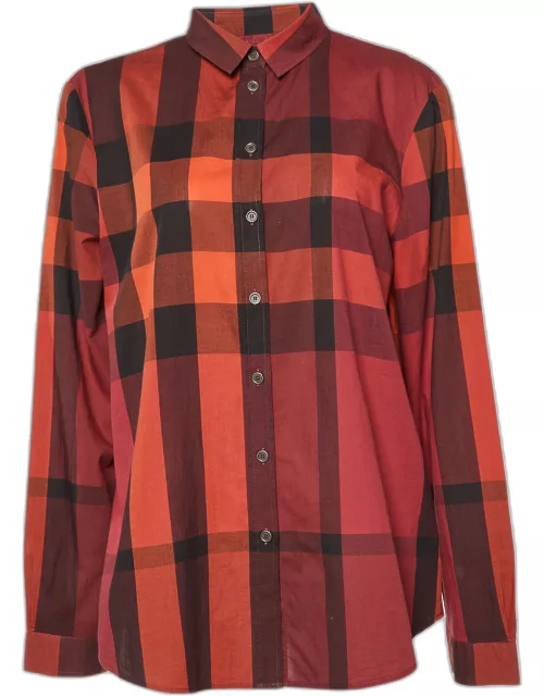 Burberry Brit Red Giant Check Cotton Long Sleeve Shirt