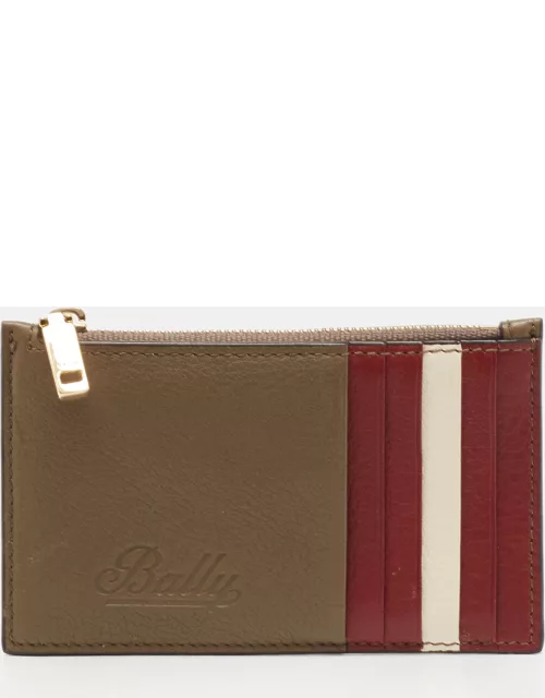 Bally Tricolor Leather Zip Card Holder