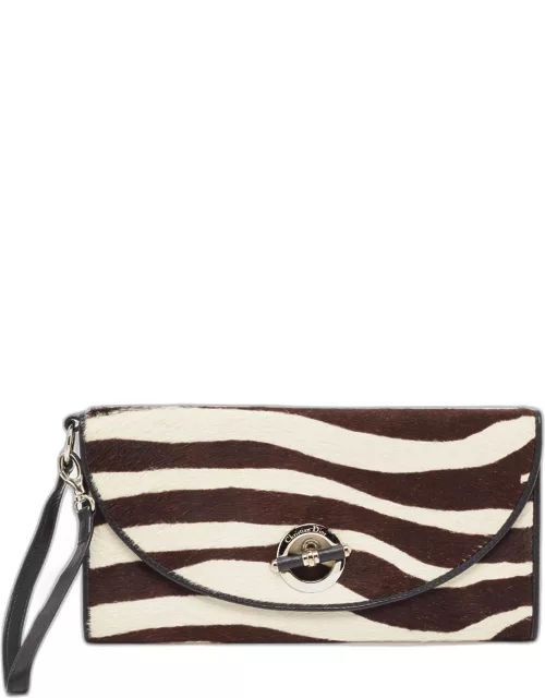 Dior Black/White Calf Hair and Leather Jazz Wristlet Clutch