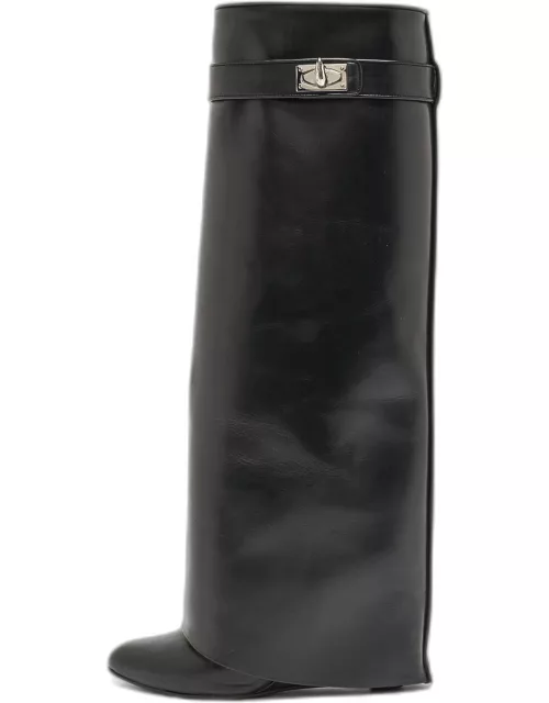 Givenchy Black Leather Shark Lock Knee Length Boot