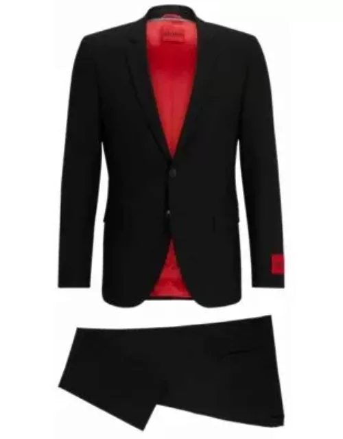Extra-slim-fit suit in a structured wool blend- Black Men's Business Suit