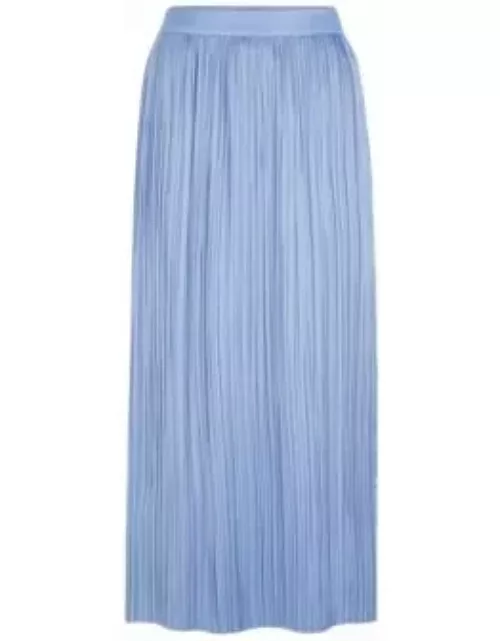 Long skirt in micro-pleated sateen fabric- Blue Women's Business Skirt