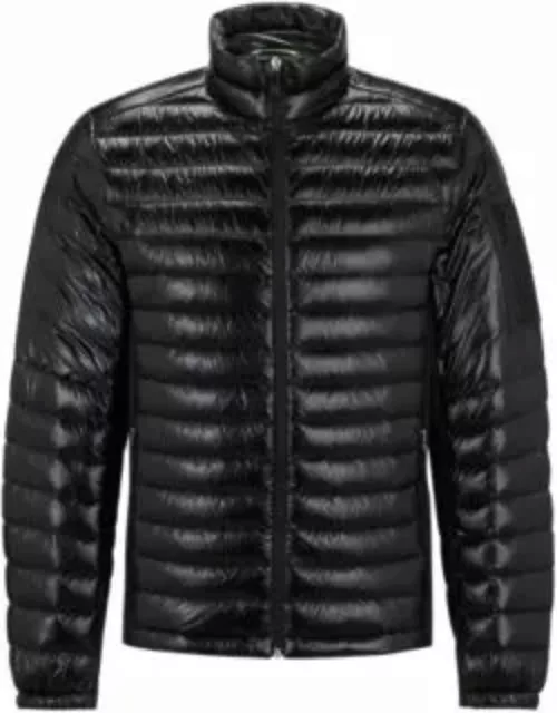Lightweight water-repellent jacket with down filling- Black Men's Down Jacket