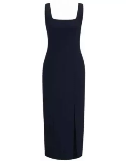 Business dress with seaming details- Dark Blue Women's Business Dresse