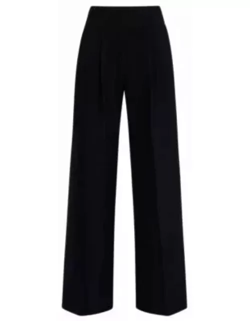 Regular-fit pleated trousers with extra-long length- Light Blue Women's Formal Pant