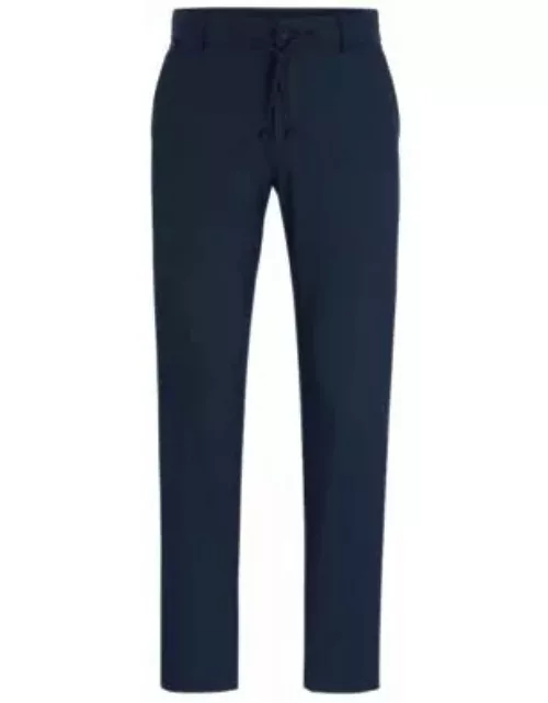 Slim-fit trousers in wrinkle-resistant mesh- Dark Blue Men's Suit Separate