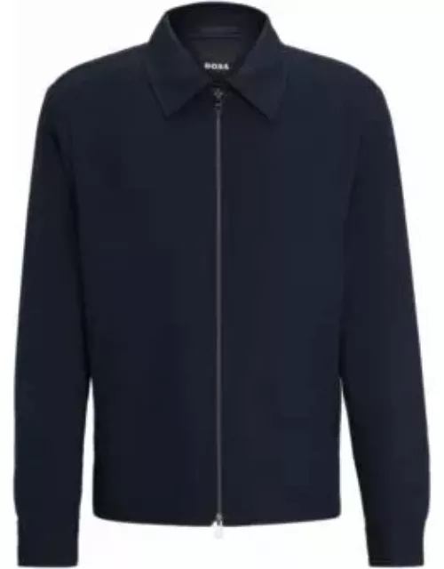 Slim-fit jacket in stretch seersucker with wrinkle recovery- Dark Blue Men's Sport Coat