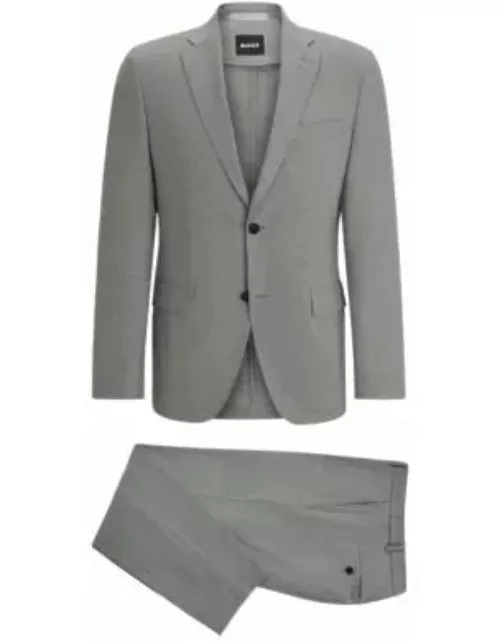 Slim-fit suit in micro-patterned performance-stretch cloth- Silver Men's Business Suit