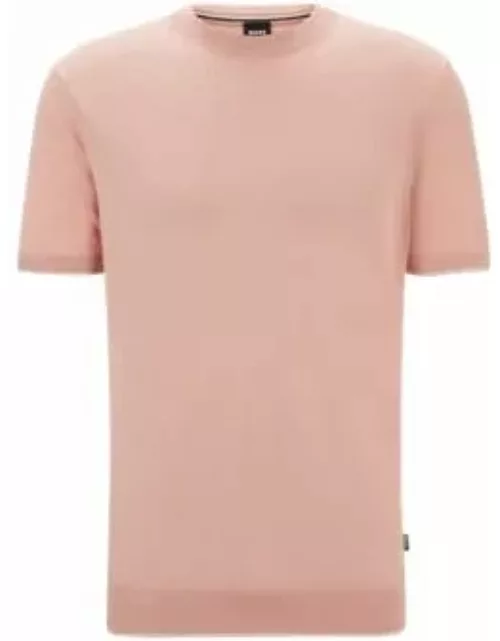 Linen-blend regular-fit sweater with accent tipping- light pink Men's Sweater
