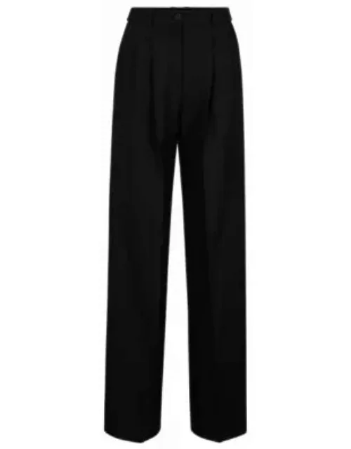Regular-fit trousers in virgin-wool twill- Black Women's Formal Pant