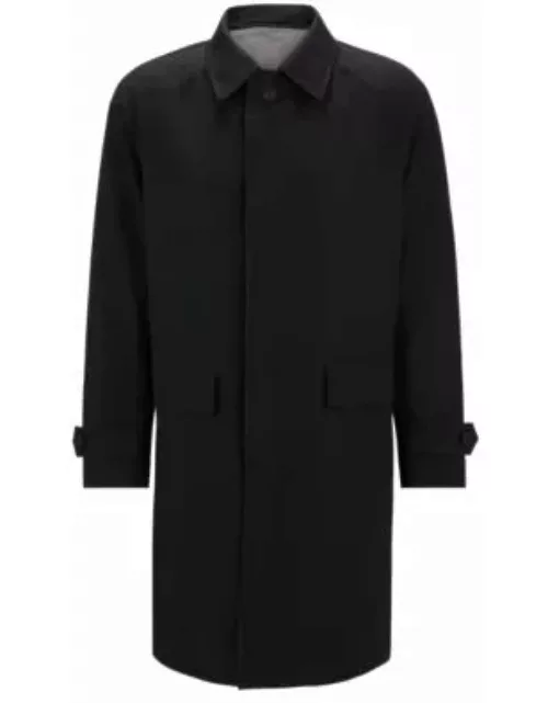Reversible car coat in waterproof performance-stretch material- Black Men's Formal Coat