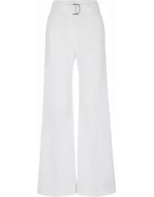 Relaxed-fit trousers in a linen blend- White Women's Formal Pant