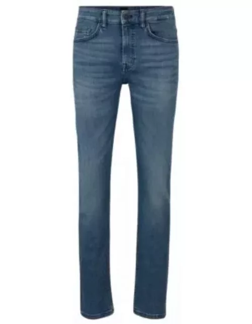 Slim-fit jeans in mid-blue soft stretch denim- Blue Men's Jean