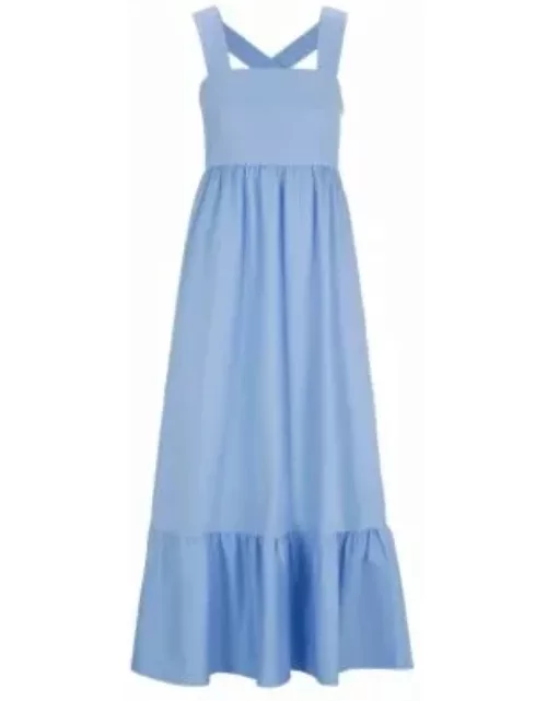 Volant-hem dress in twill- Blue Women's Business Dresse