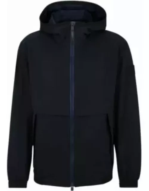 Regular-fit hooded jacket in air-mesh stretch fabric- Dark Blue Men's Casual Jacket