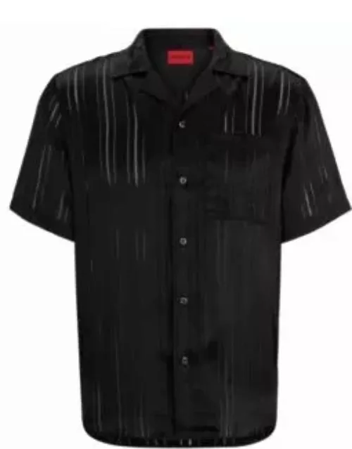 Relaxed-fit shirt with burnout-print stripes- Black Men's Shirt