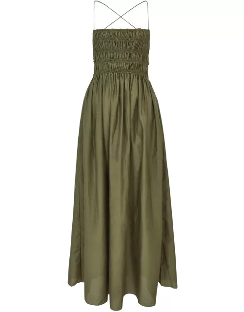 Matteau Lace-up Cotton-blend Maxi Dress - Olive - 2 (UK 8 / S)