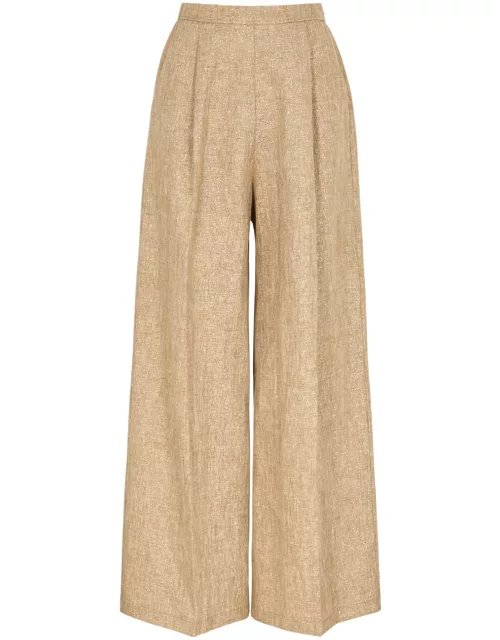 Forte_forte Herringbone Metallic-weave Linen-blend Trousers - Light Brown - 0 (UK 6 / XS)