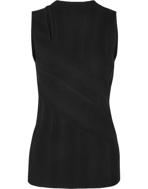 Diane Von Furstenberg Artemesia Cut-out Ribbed-knit top - Black - L (UK14 / L)