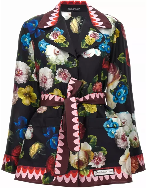 Dolce & Gabbana Floral Printed Belted Shirt